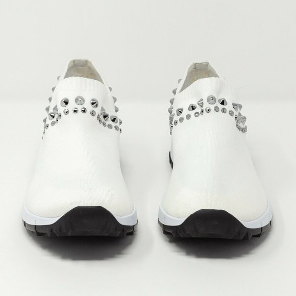 Jimmy Choo Verona White Crystal Studded Knit Sneakers Size 36.5 EU (6.5 US) - Picture 8 of 11